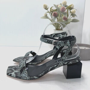 AGL Angie Ankle Strap Snakeskin Print Leather Sandal Buckle Women's EU 38.5/8